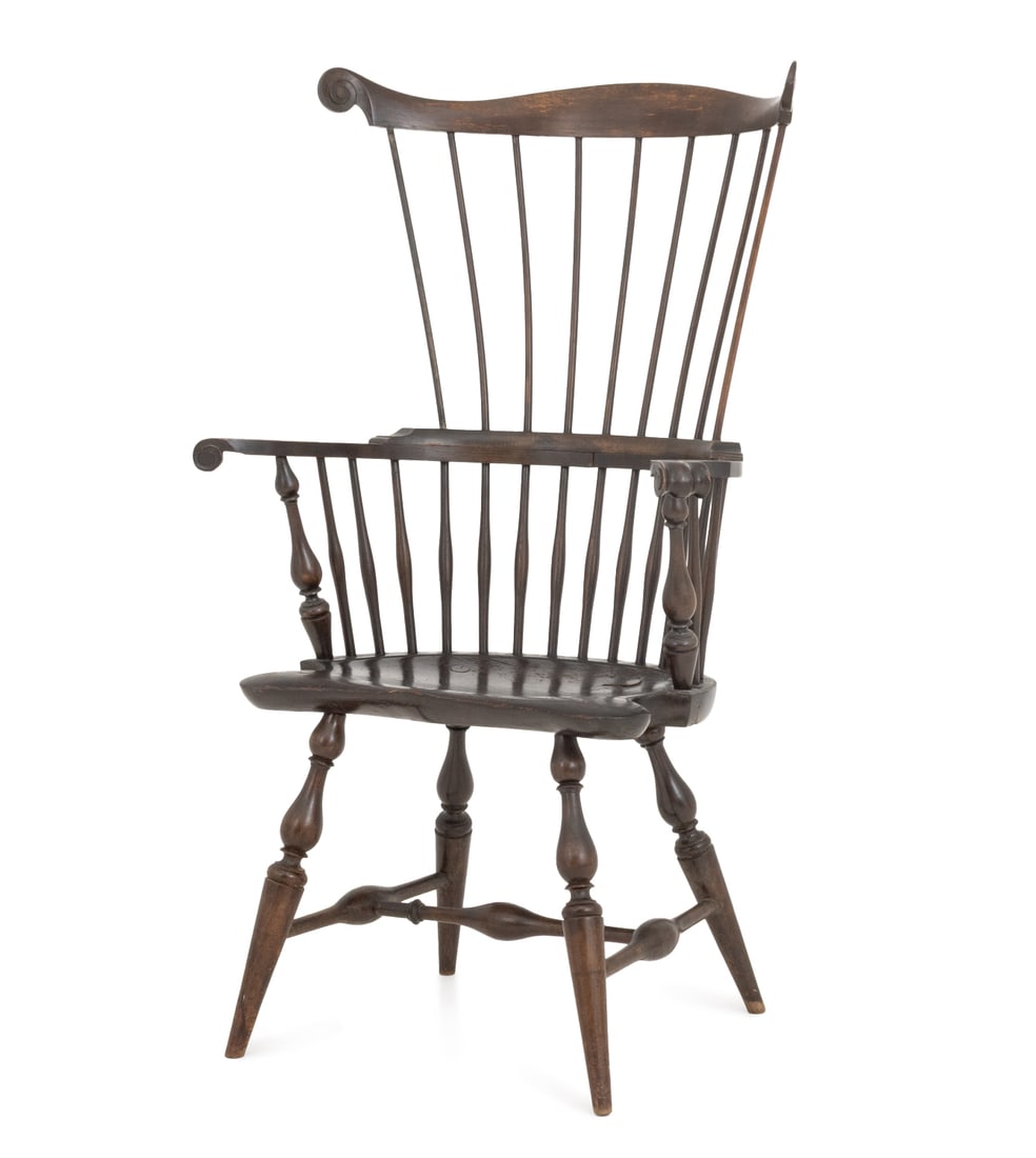 Windsor Fan Back Carved Wood Armchair (1 of 10)