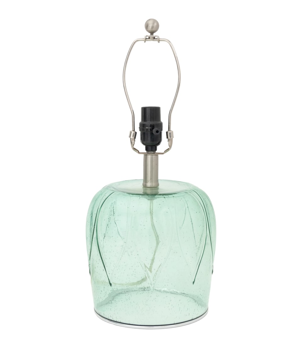 Leaf Motif Blue-Green Glass Table Lamp (1 of 7)