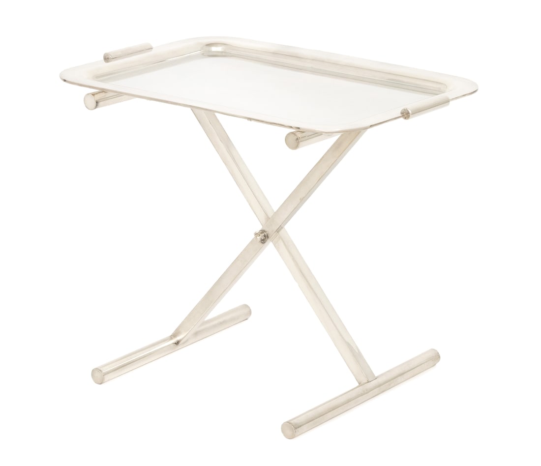 Modern Silver Plate Folding Serving Tray Table (1 of 10)