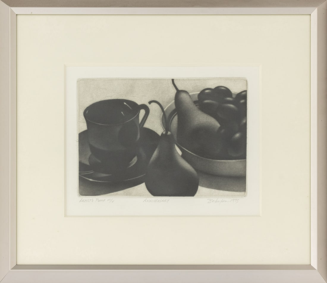 William Behnken "Anniversary" Etching, 1995: William Behnken (American, b. 1946), "Anniversary", Etching on Paper, 1995, signed in pencil and dated lower right, titled lower center, and numbered edition "Artist's Proof III/V" (3/5) lower left,