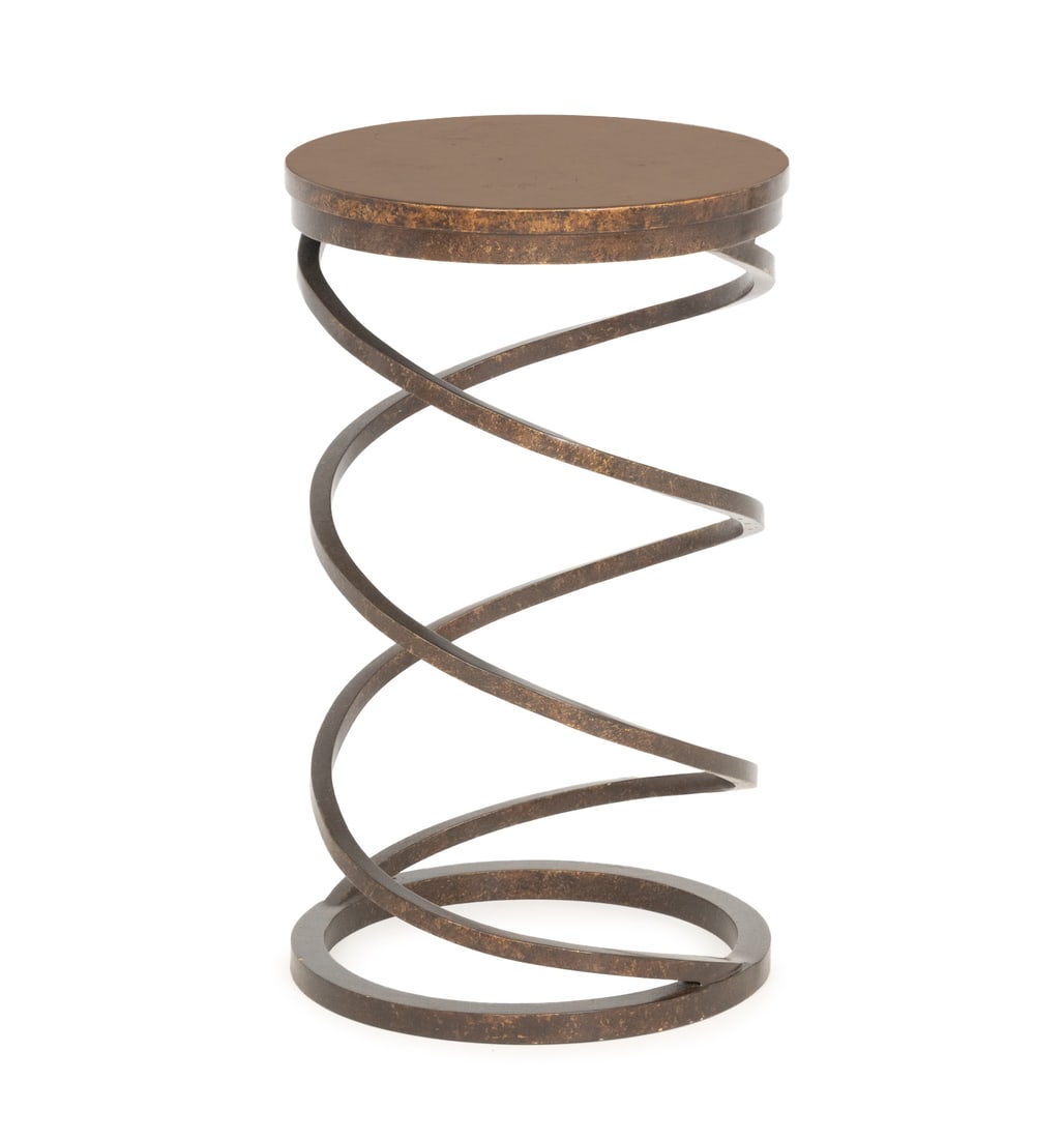 Modern Faux Marble Wrought Iron Spiral End Table (1 of 6)