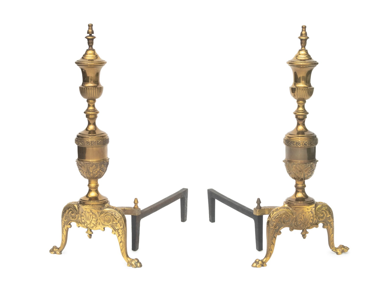 French Empire Style Brass Andirons, Pair (1 of 8)