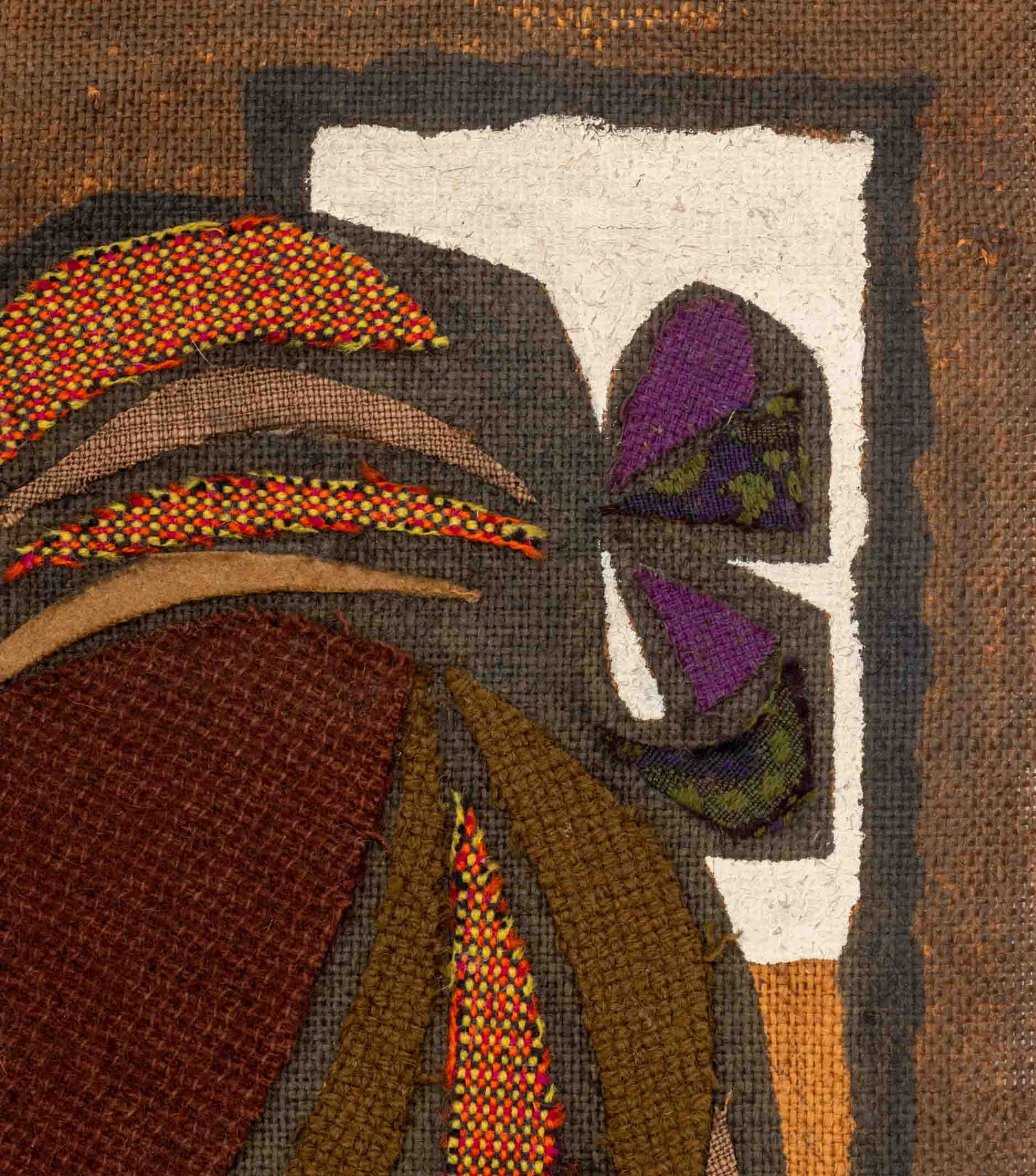 Illegibly Signed Woven Patchwork Portrait Tapestry - 5