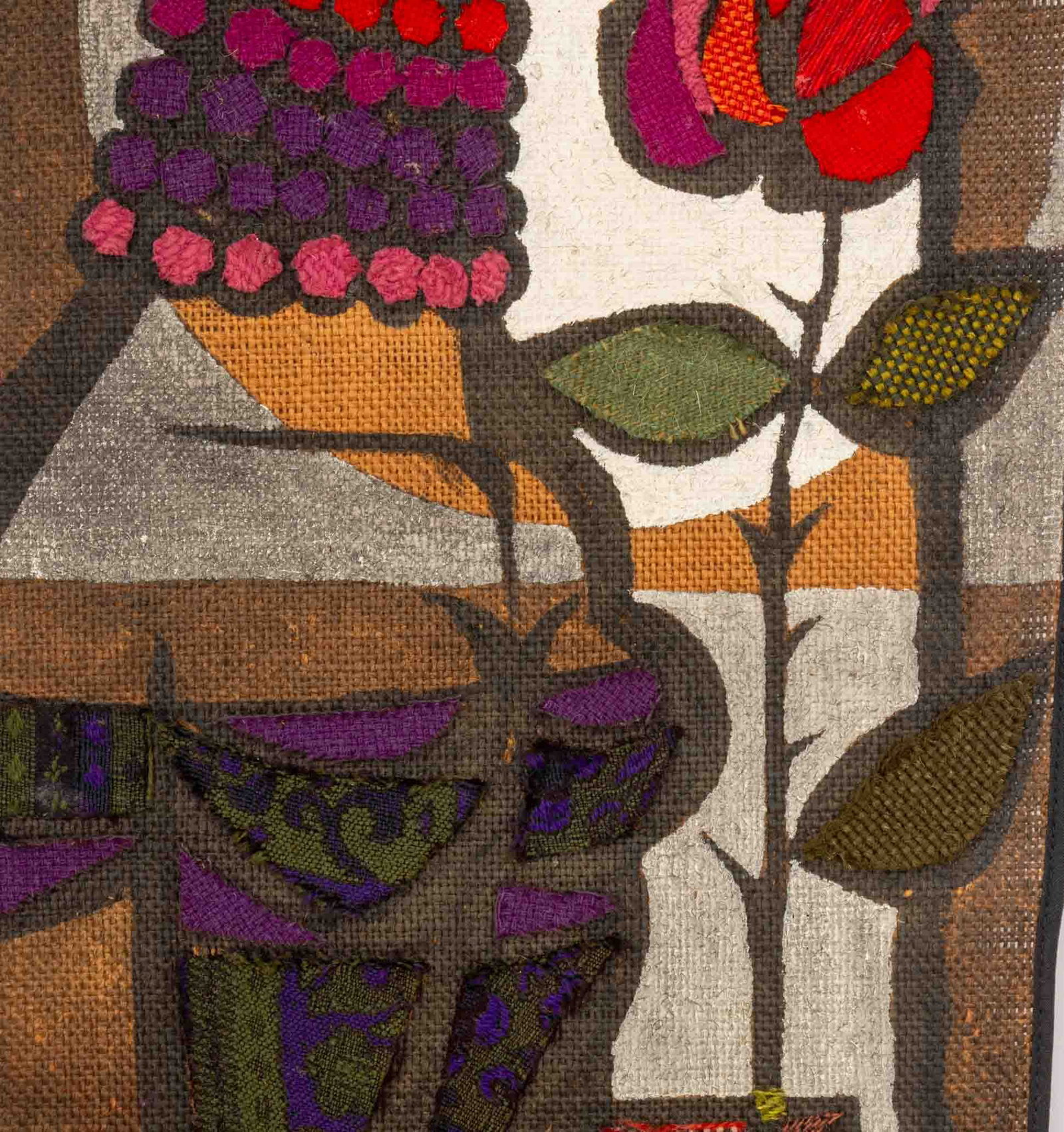 Illegibly Signed Woven Patchwork Portrait Tapestry - 6