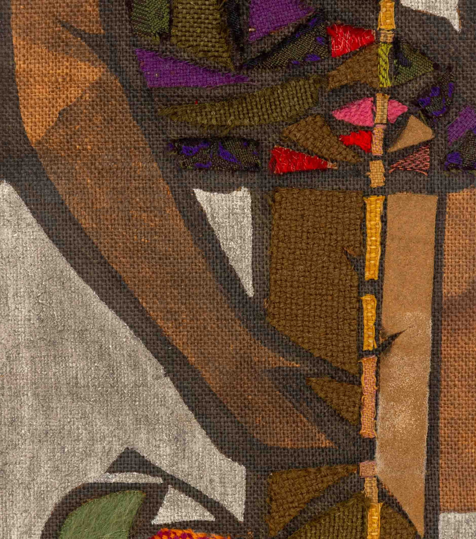 Illegibly Signed Woven Patchwork Portrait Tapestry - 7