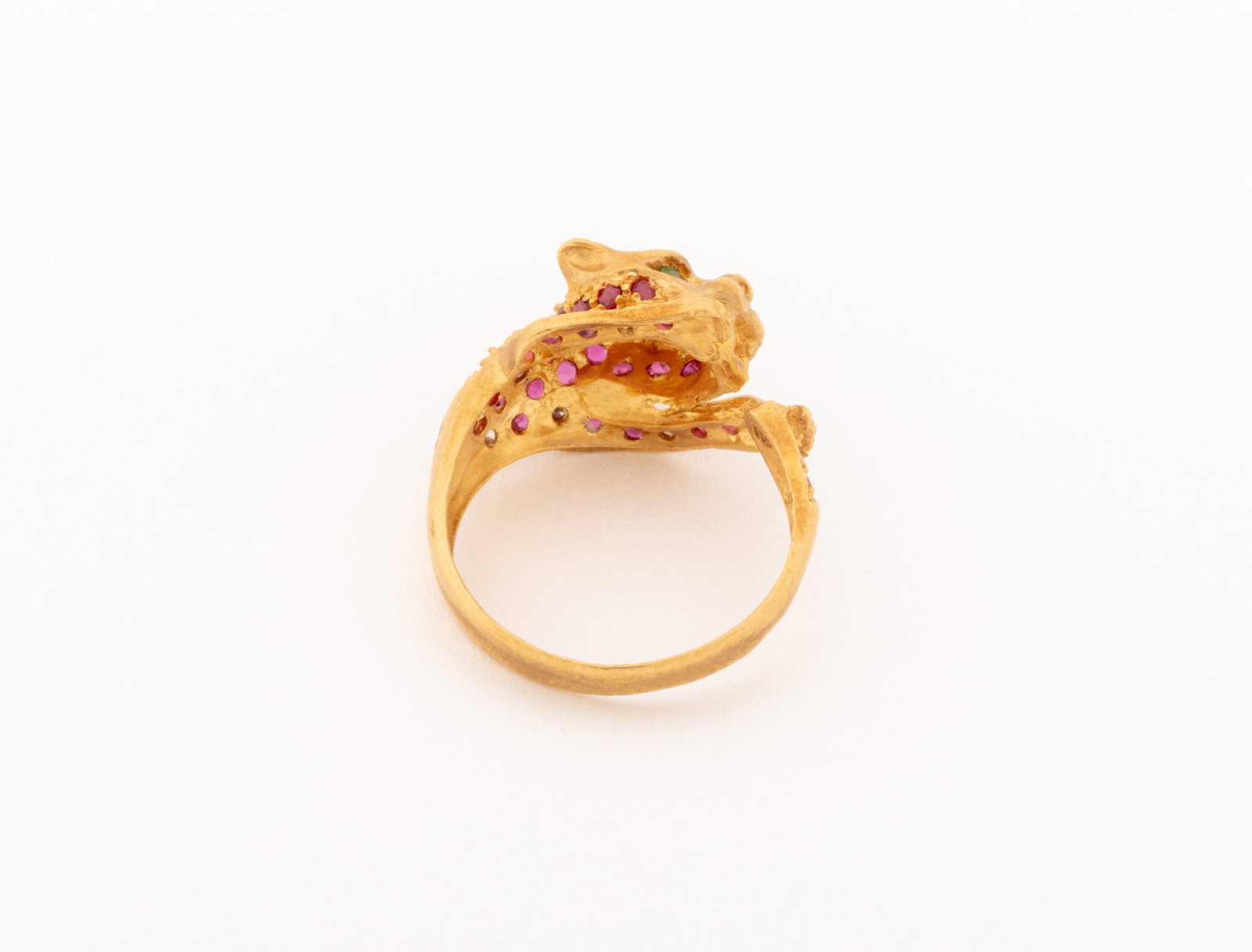 Leopard Form Ruby, Diamond, Emerald & Gold Ring - 10