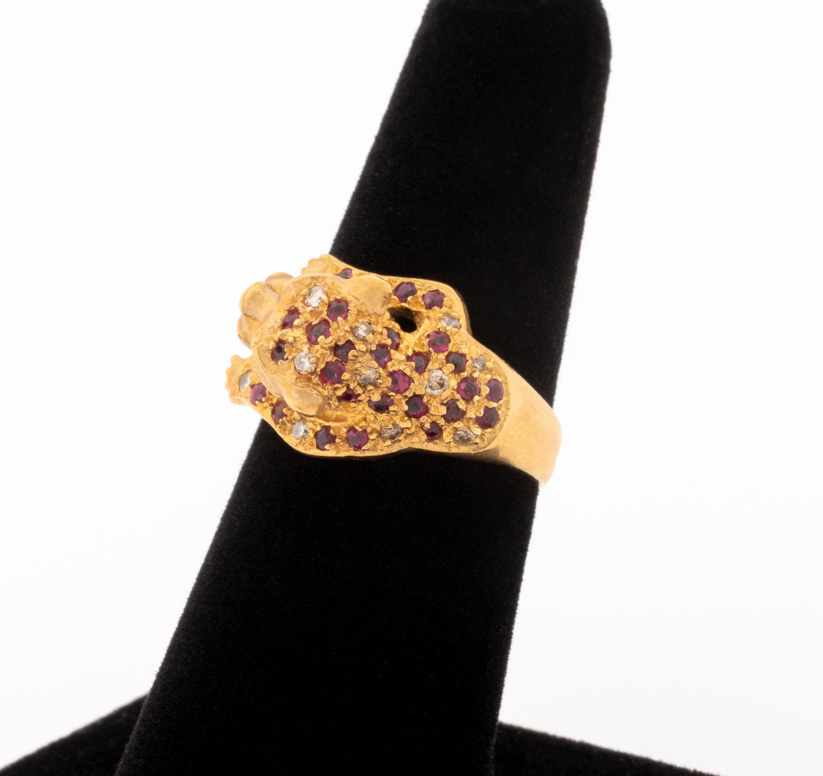 Leopard Form Ruby, Diamond, Emerald & Gold Ring - 3