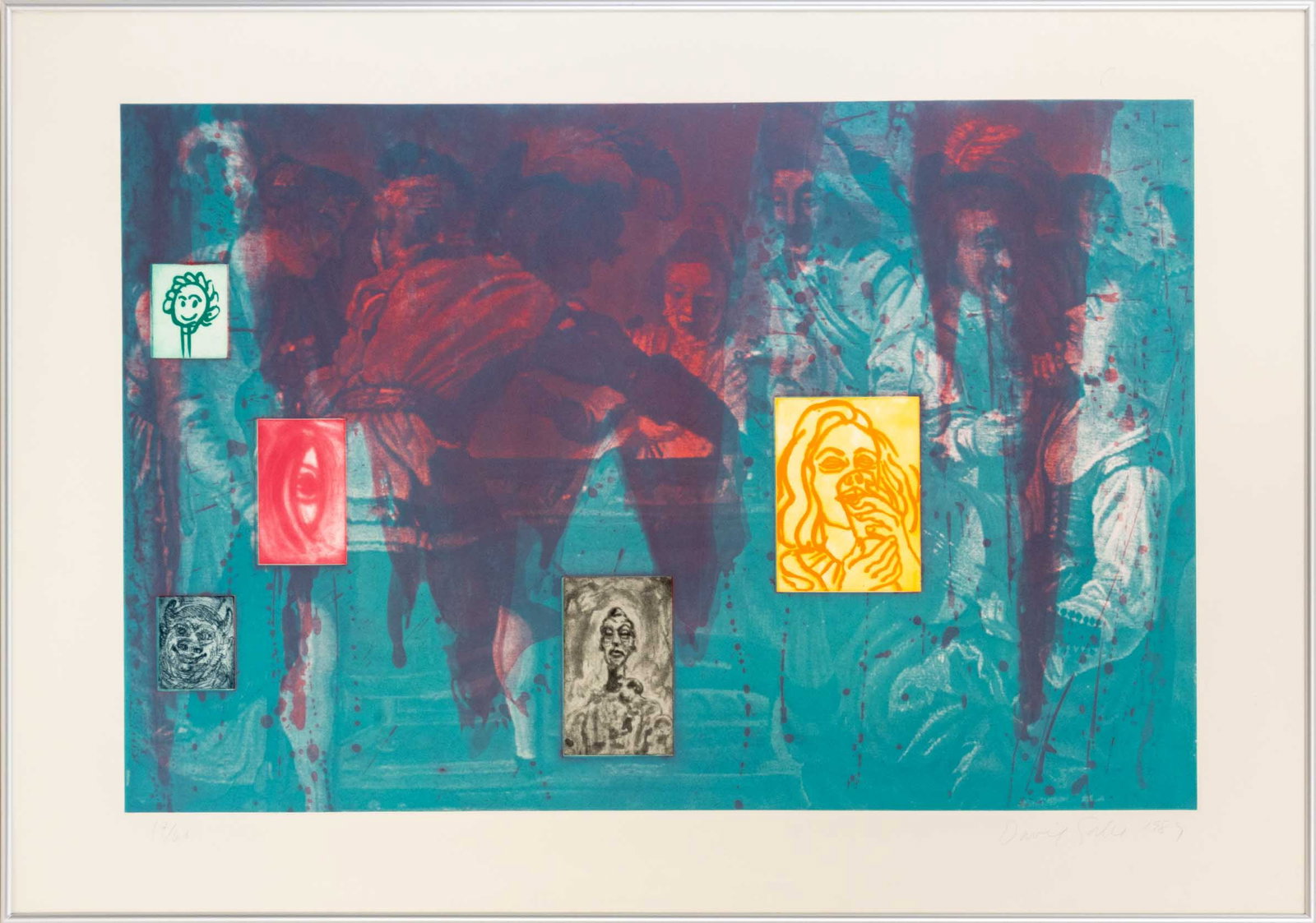 David Salle "Canfield Hatfield 1" Etching, 1989 (1 of 13)