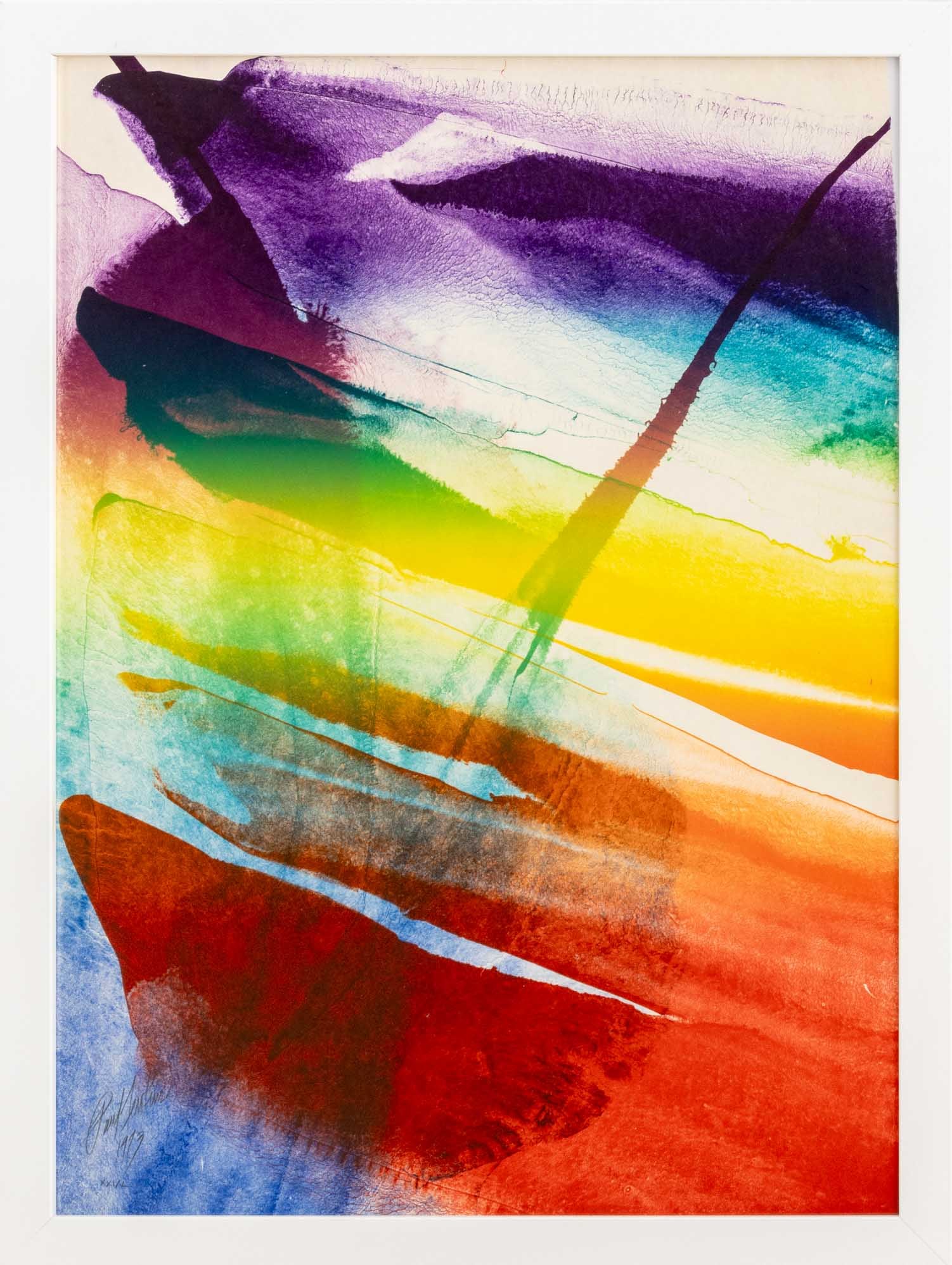 Paul Jenkins "Phenomena Franklin's Kite", 1973: Paul Jenkins (American, 1923-2012), "Phenomena Franklin's Kite", Lithograph in Colors, 1973, from "An American Portrait 1776-1976", Part I [Your Huddled Masses], signed in pencil, dated, and numbered 