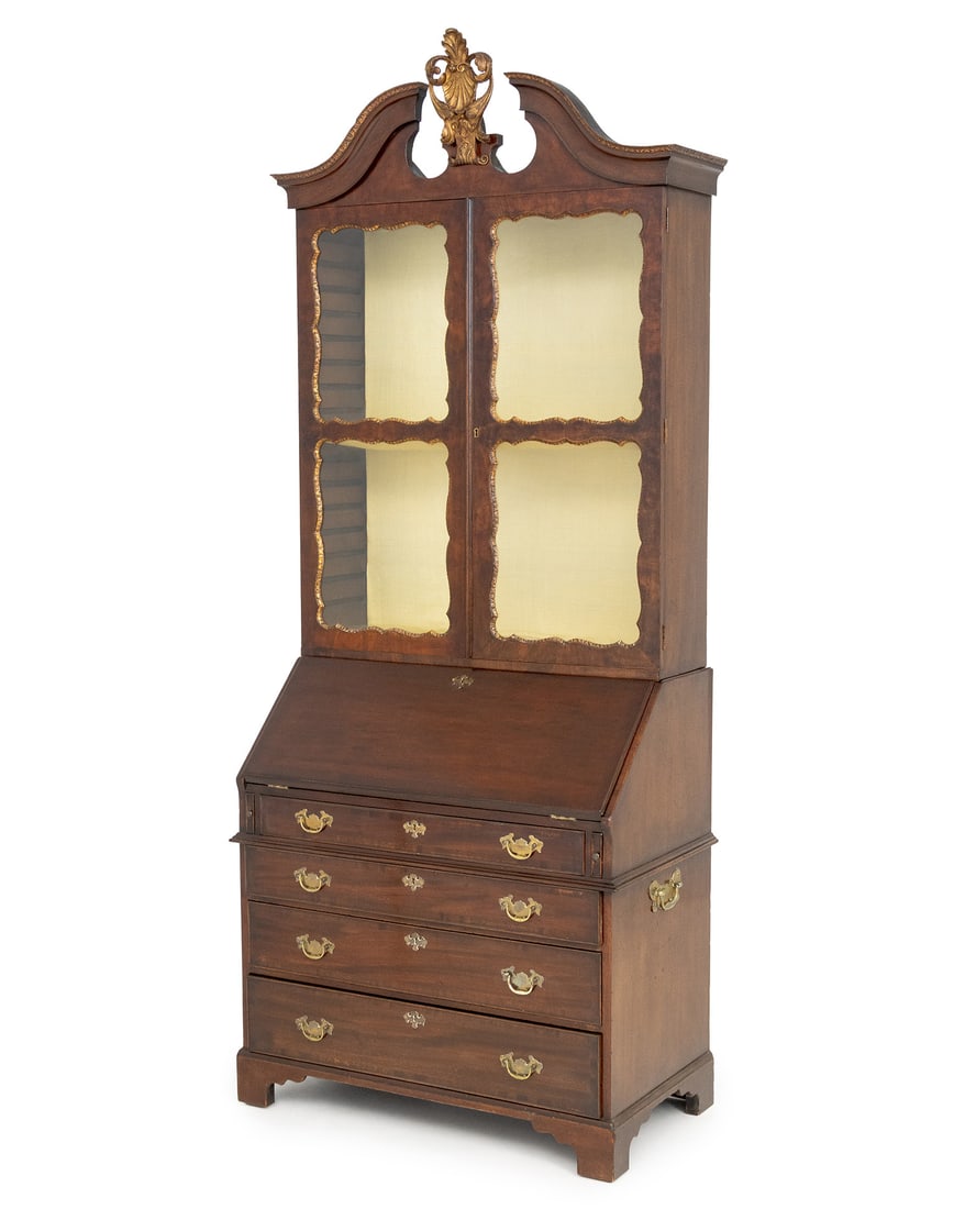 George II Style Parcel Gilt Walnut Bureau Bookcase (1 of 11)
