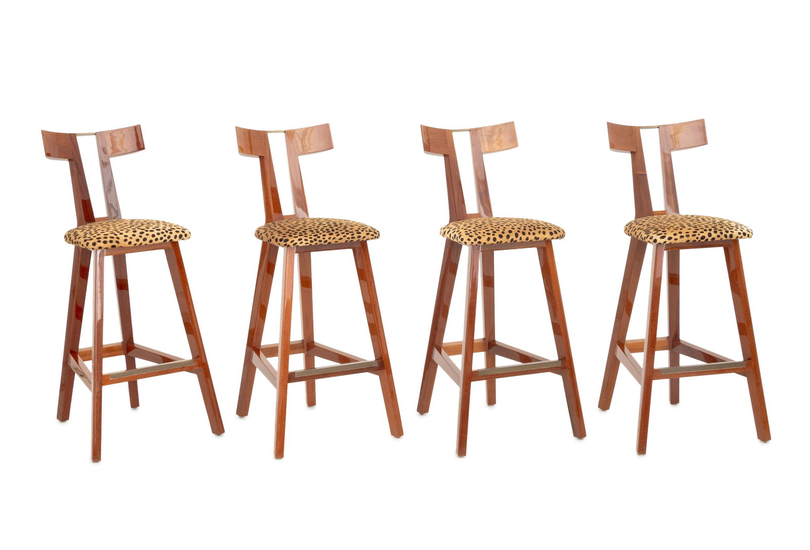 Mid-Century Leopard Print Upholstered Stools, 4 (1 of 6)