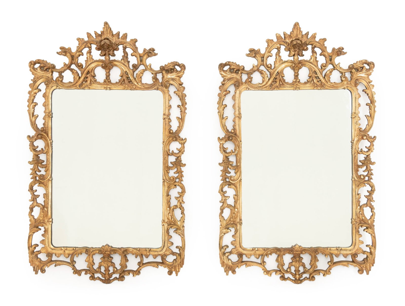 Rococo Style Silvered & Gilt Framed Mirrors, Pair (1 of 13)