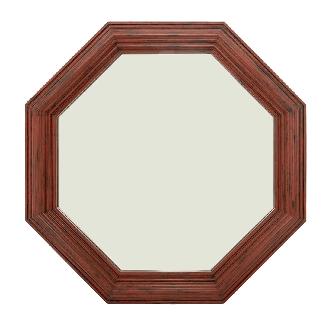 Oversize Octagonal Red Painted Wood Framed Mirror (1 of 7)