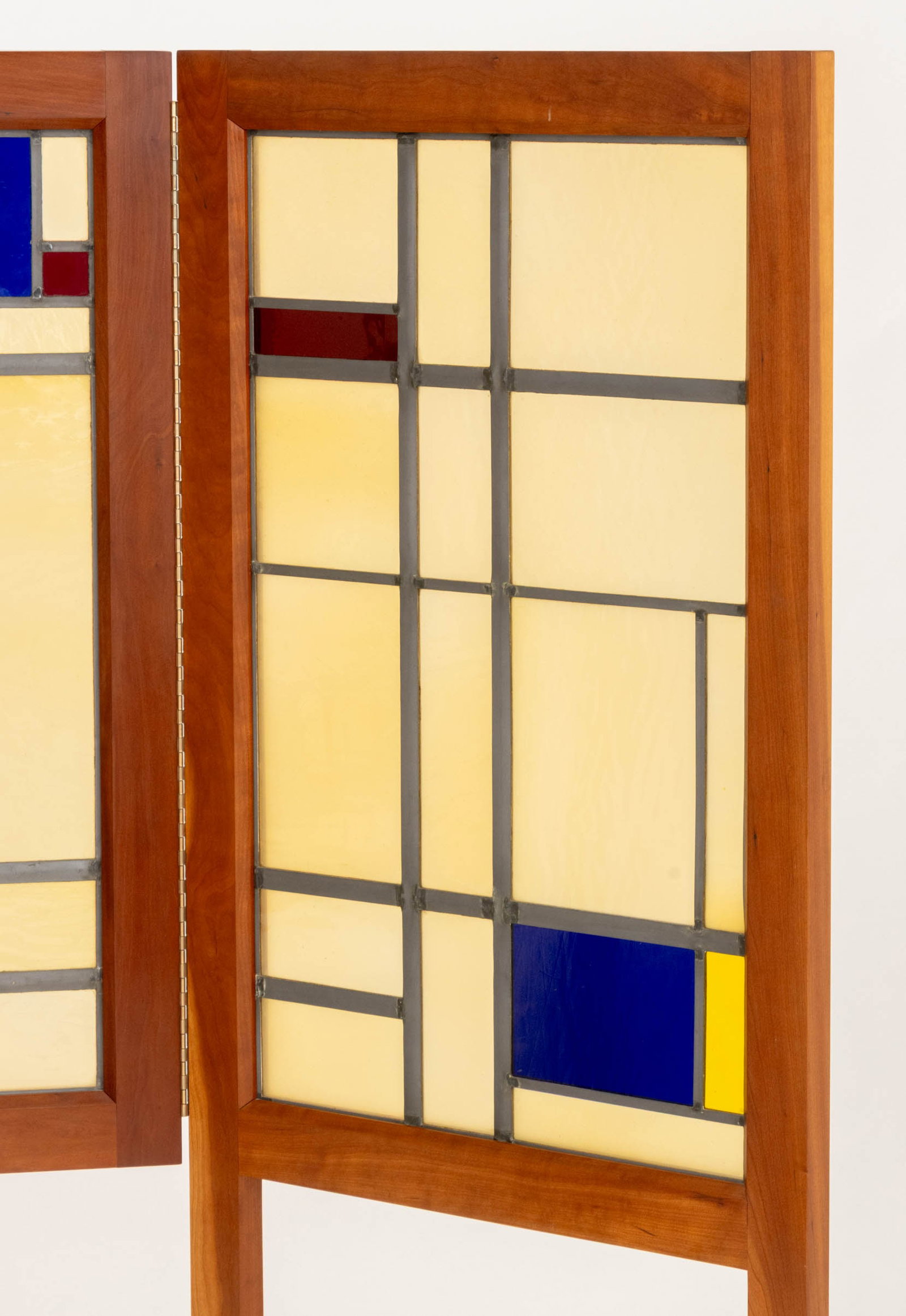 Frank Lloyd Wright Style Glass Panel Floor Screen - 2