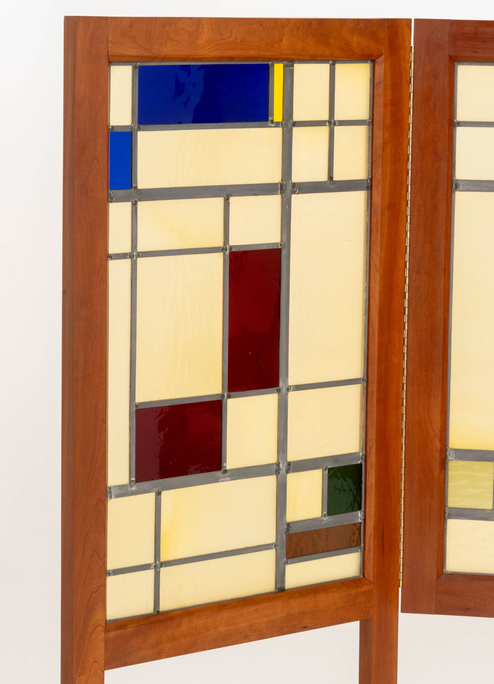 Frank Lloyd Wright Style Glass Panel Floor Screen - 4