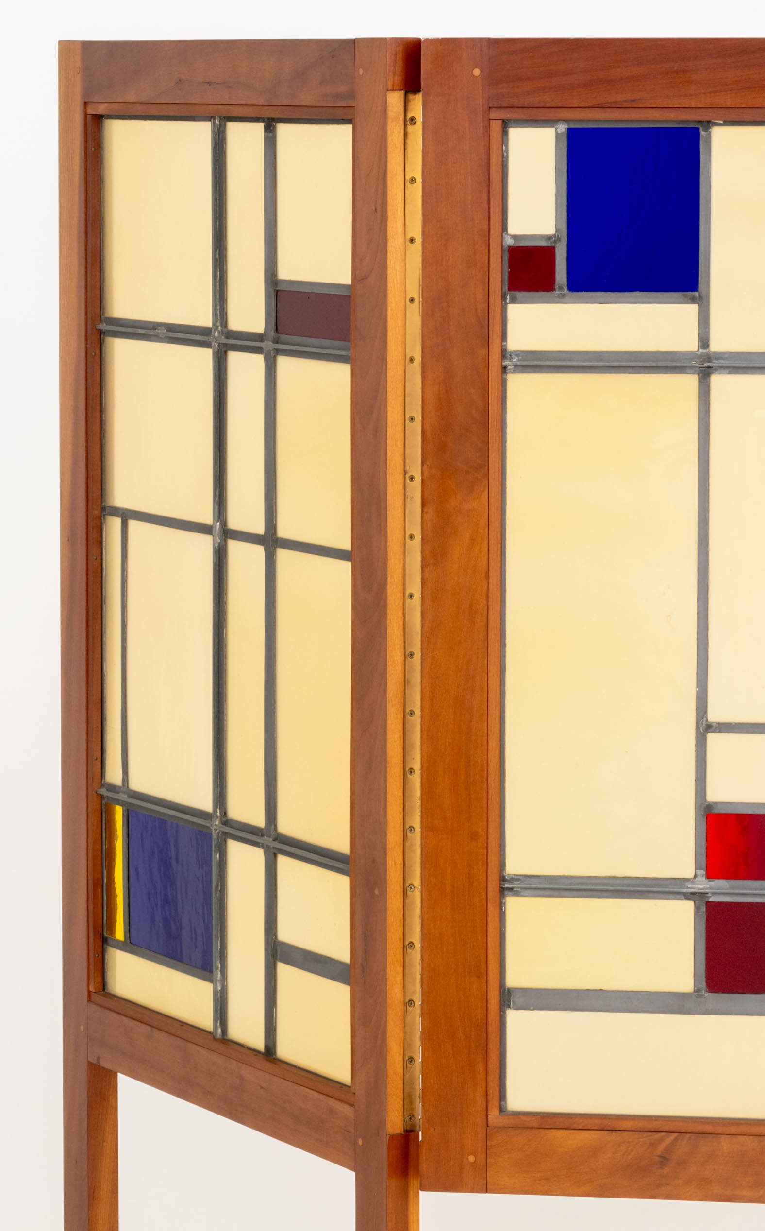 Frank Lloyd Wright Style Glass Panel Floor Screen - 9