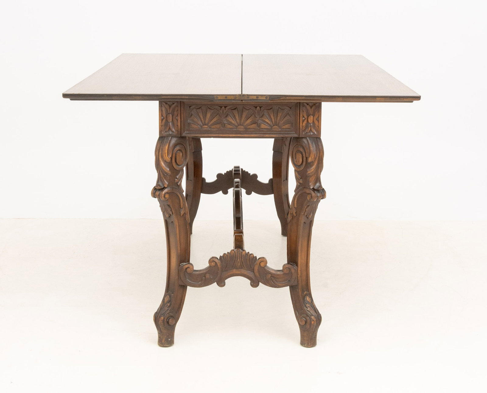 Rococo Style Walnut Extending Trestle Table - 10