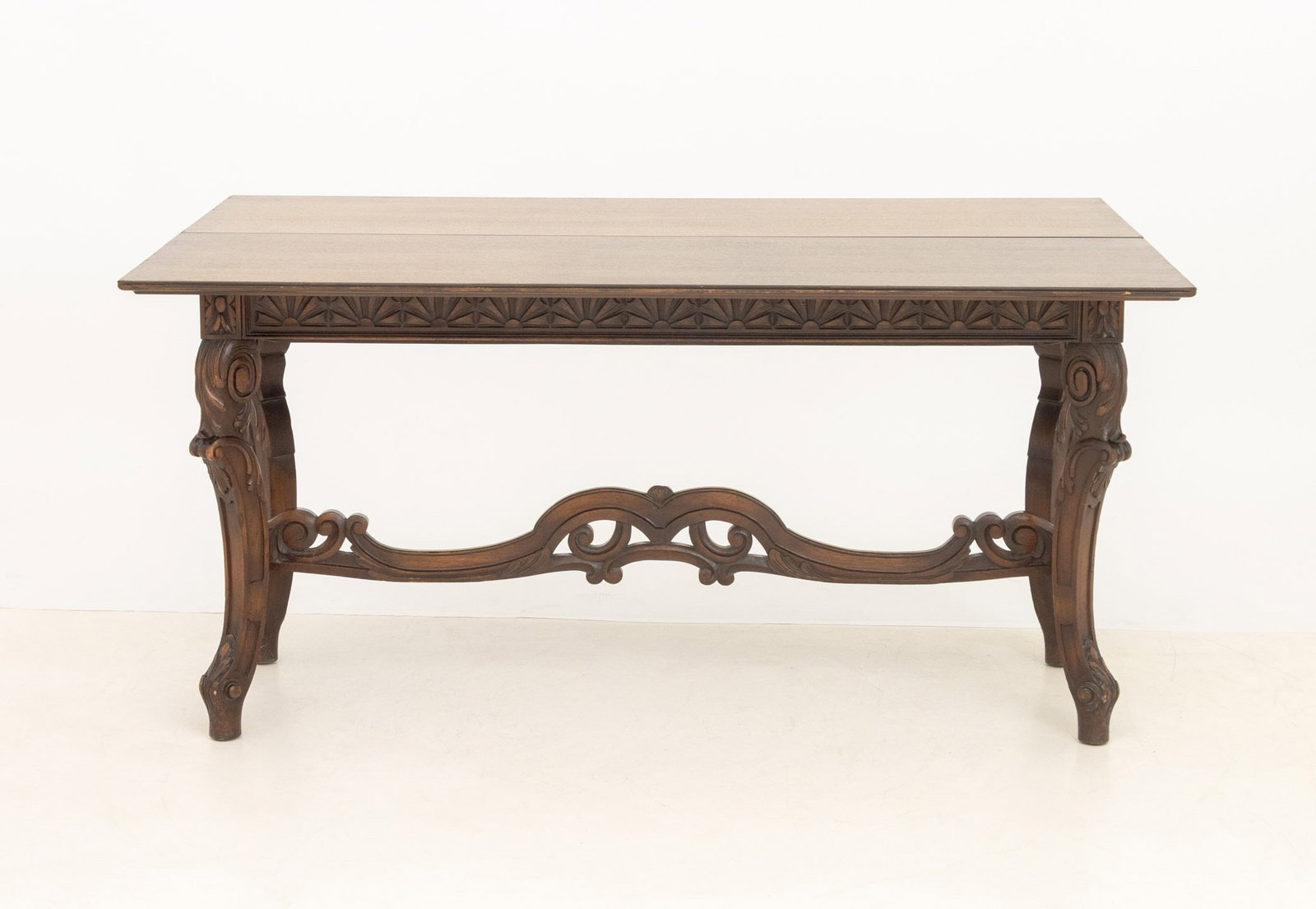 Rococo Style Walnut Extending Trestle Table - 11