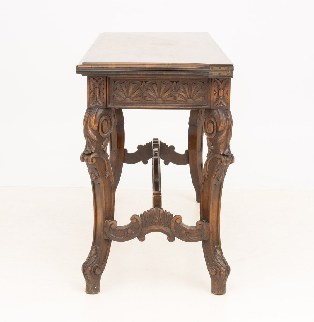 Rococo Style Walnut Extending Trestle Table - 6