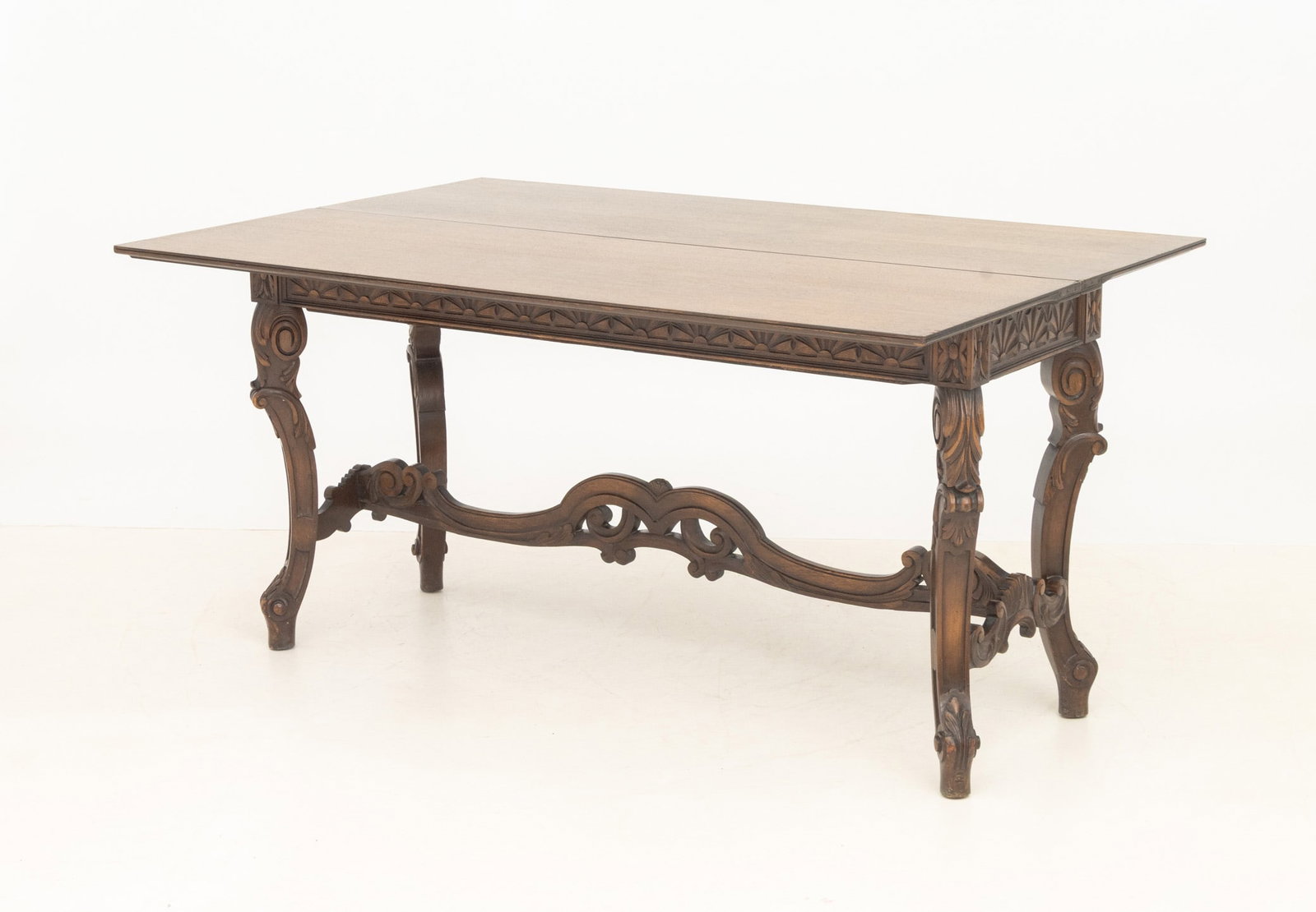 Rococo Style Walnut Extending Trestle Table - 8
