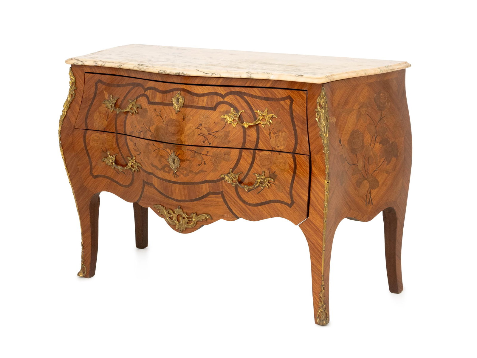 Louis XV Style Walnut Bombe Commode (1 of 9)