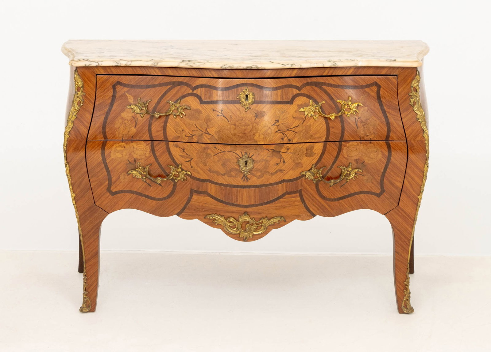 Louis XV Style Walnut Bombe Commode - 2