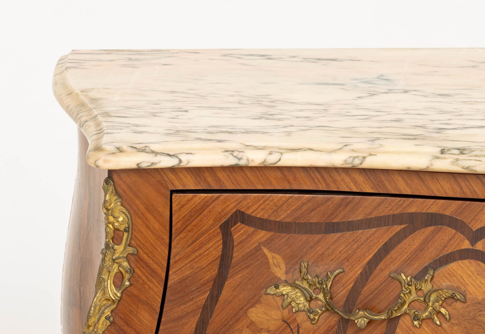 Louis XV Style Walnut Bombe Commode - 4