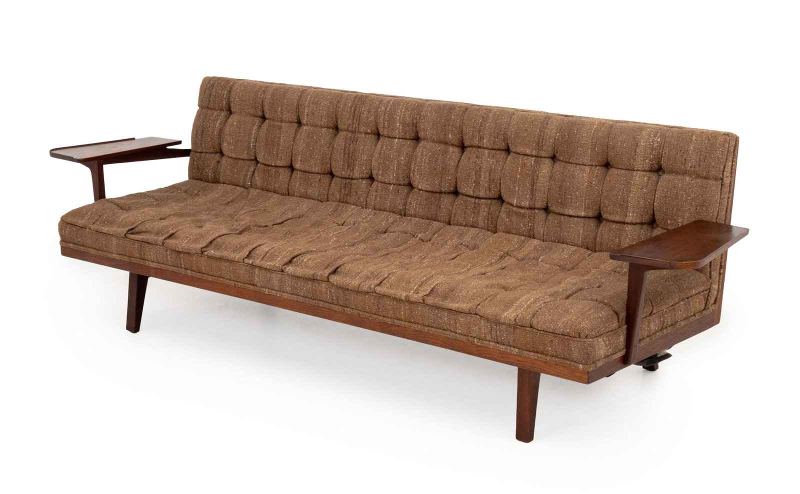 Mid-Century Modern Upholstered Walnut Sofa (1 of 9)