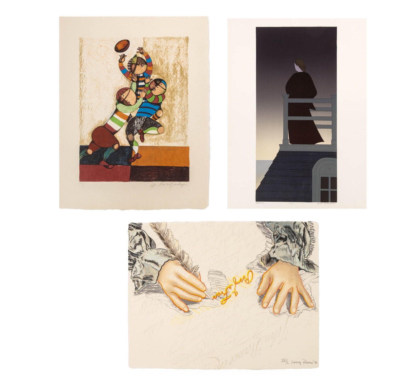 Larry Rivers, Etc. "An American Portrait", 3: Collection of Three Prints from "An American Portrait 1776", comprising: Graciela Rodo Boulanger (Bolivian, b. 1935), "Le Dimanche Matin", lithograph in colors, 1975, Part I [Your Huddled Masses],