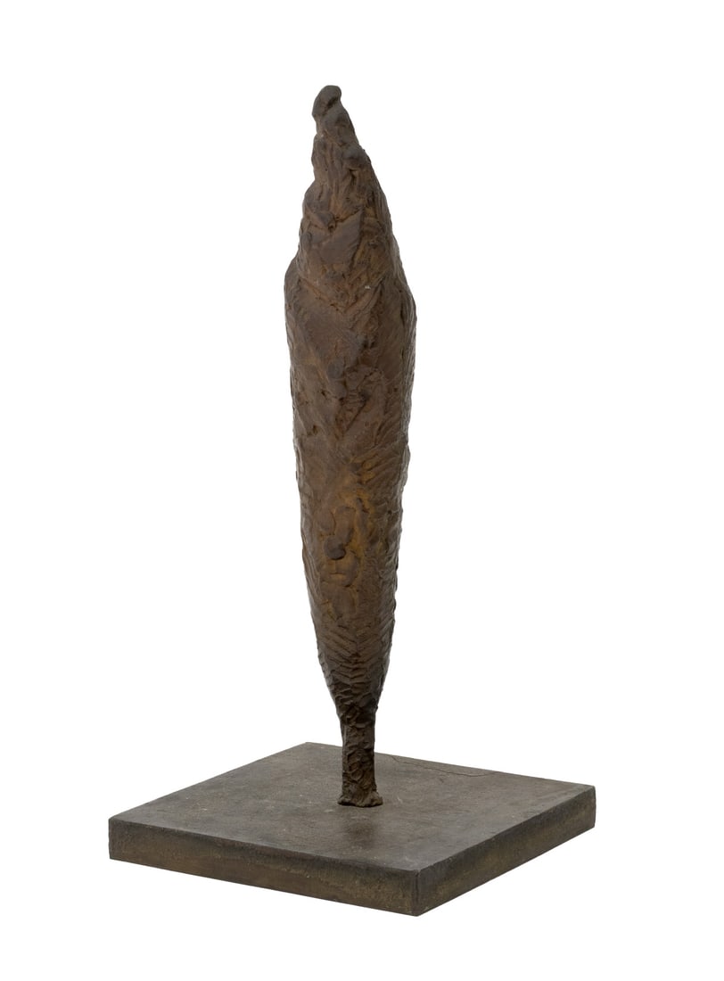 Joseph Gardella Abstract Patinated Bronze: Joseph Lawrence Gardella (American, XX-XXI) Abstract Biomorphic Form Patinated Bronze Sculpture, unsigned, mounted on a square base. Overall: 11.25" H x 5.25" W x 5.25" D. Provenance: From the Estate