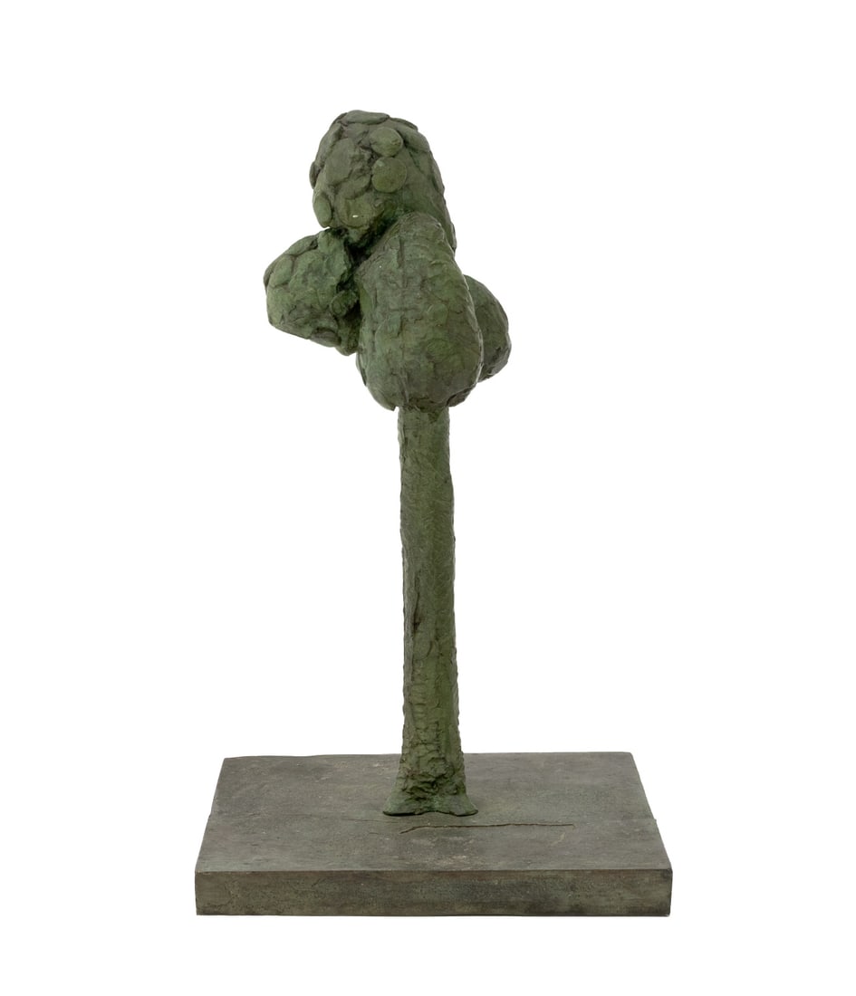 Joseph Gardella Verdigris Patinated Bronze: Joseph Lawrence Gardella (American, XX-XXI) Abstract Biomorphic Form Verdigris Patinated Bronze Sculpture, unsigned, mounted on a square base. Overall: 11" H x 6.25" W x 6" D. Provenance: From the