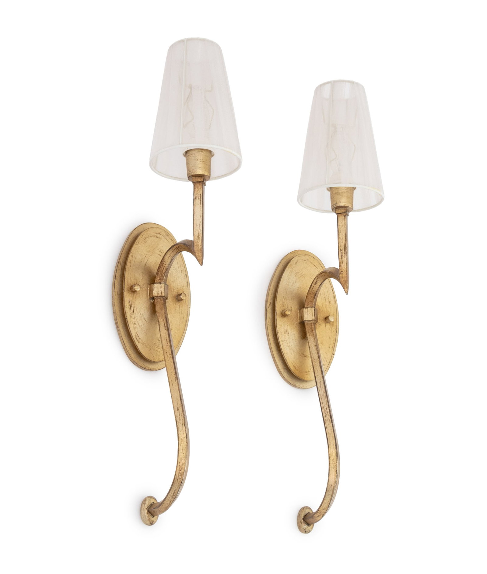 Hollywood Regency Style Gilt Wall Sconces, Pair (1 of 9)