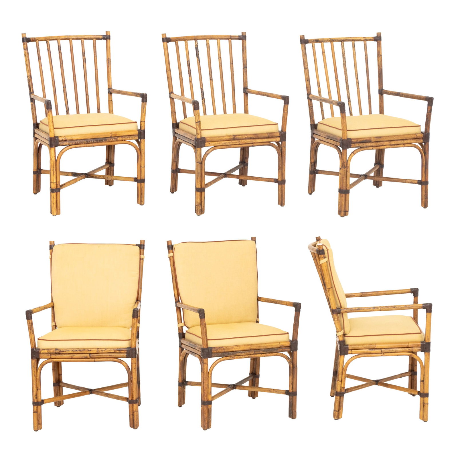 Pierce Martin Bamboo & Rattan Wrapped Armchairs, 6 (1 of 14)