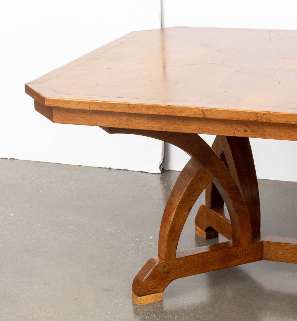 Modern Walnut Octagonal Extending Dining Table - 3
