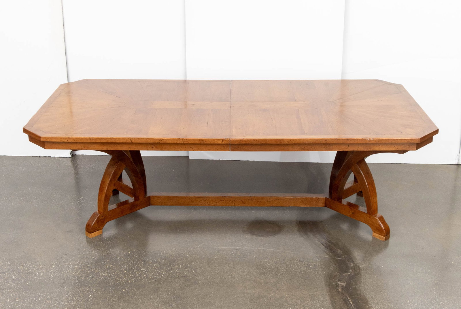 Modern Walnut Octagonal Extending Dining Table - 7