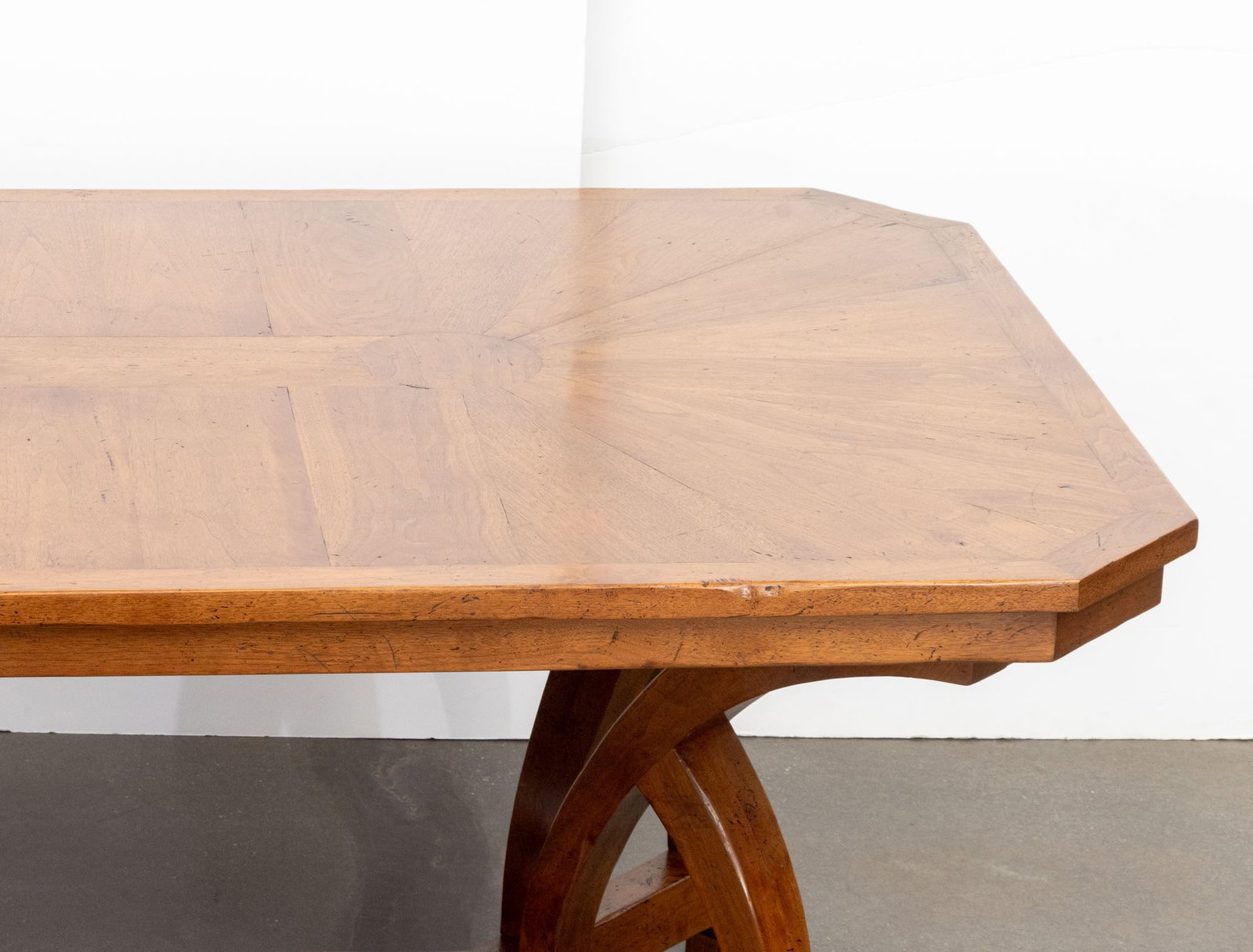 Modern Walnut Octagonal Extending Dining Table - 8