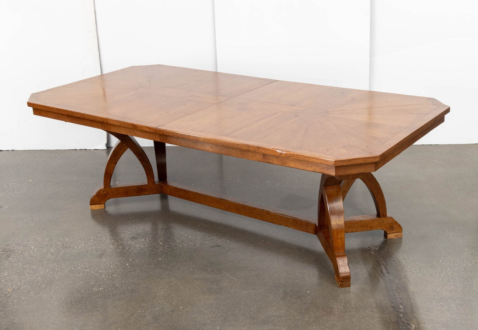 Modern Walnut Octagonal Extending Dining Table - 9