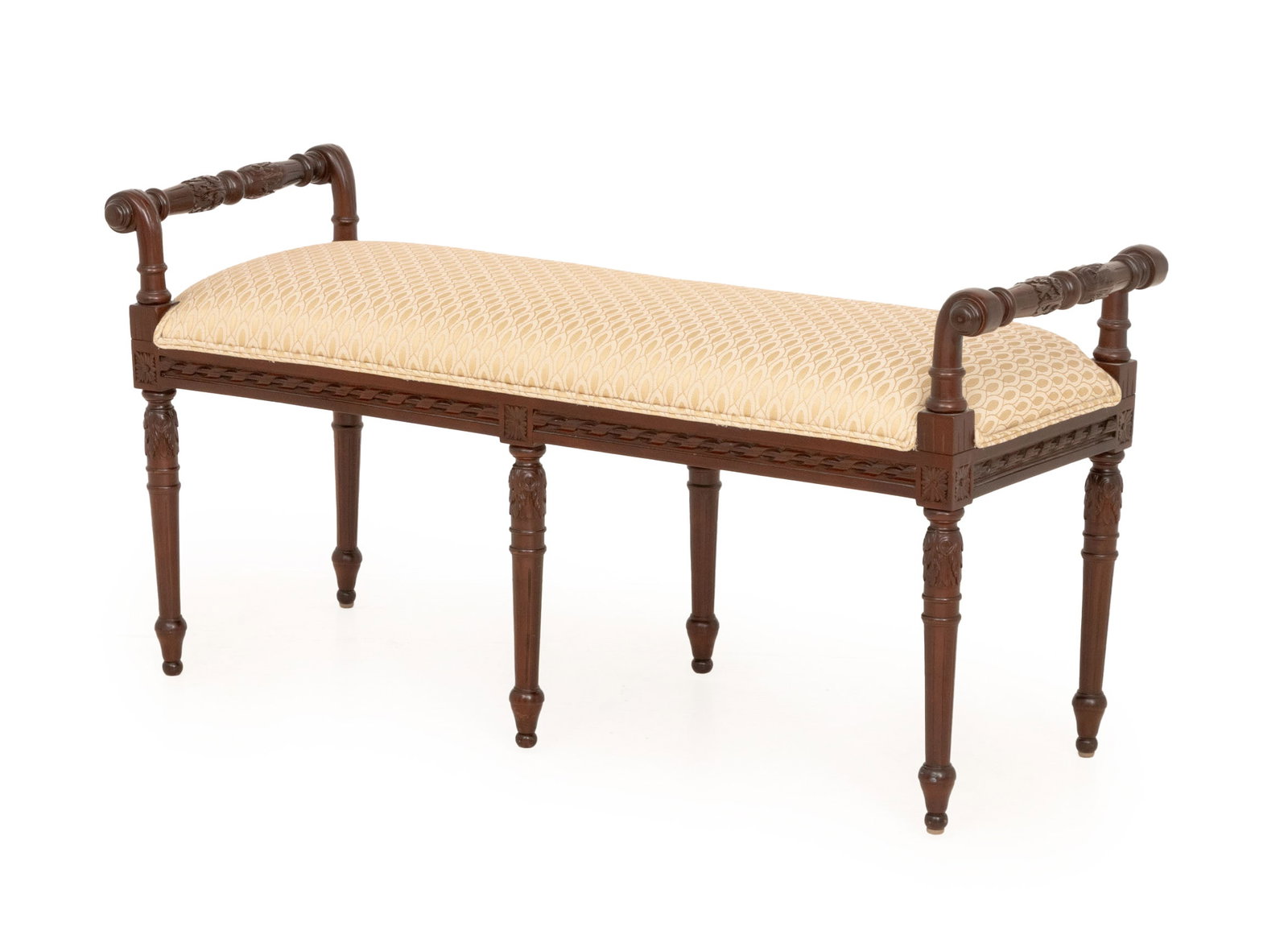 Louis XVI Style Upholstered Mahogany Bench (1 of 6)