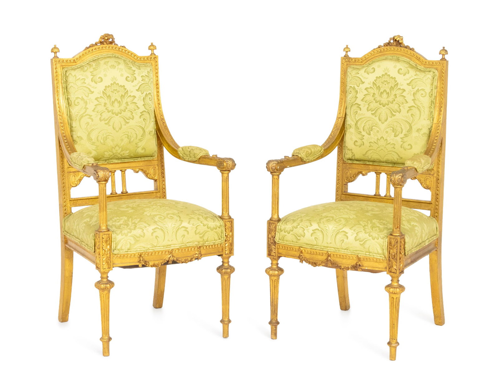 Louis XVI Style Giltwood Fauteuils, Pair (1 of 6)