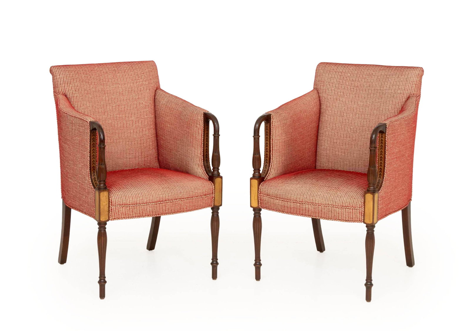 Sheraton Style Mahogany Armchairs, Pair (1 of 6)