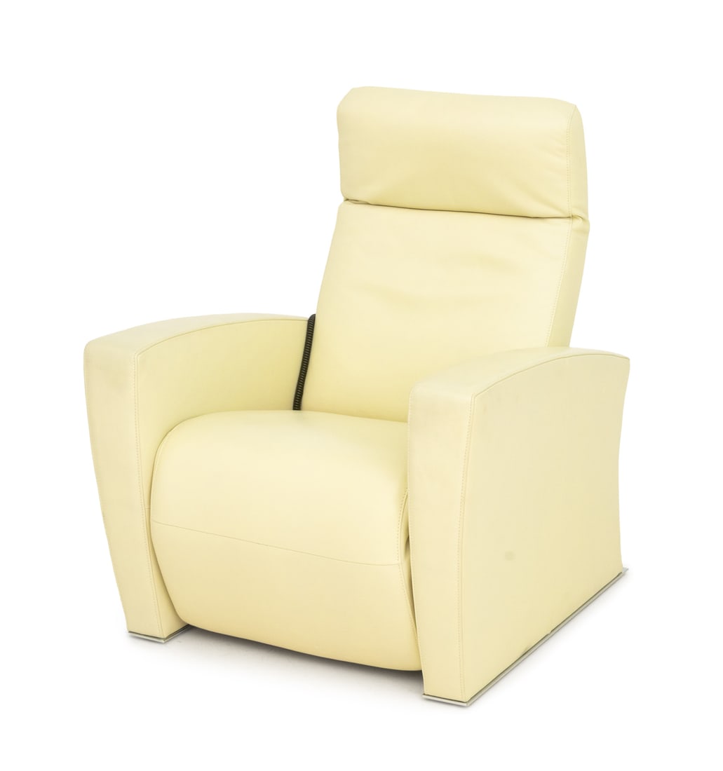 Art Deco Style Mint Green Leather Reclining Chair (1 of 7)