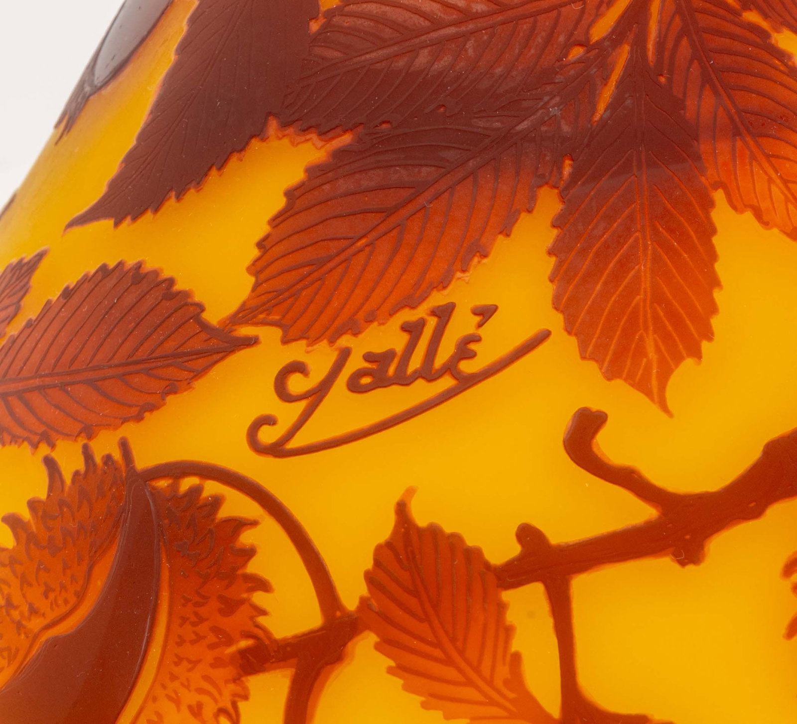 Galle Style Floral and Leaf Cameo Cut Glass Vase - 2