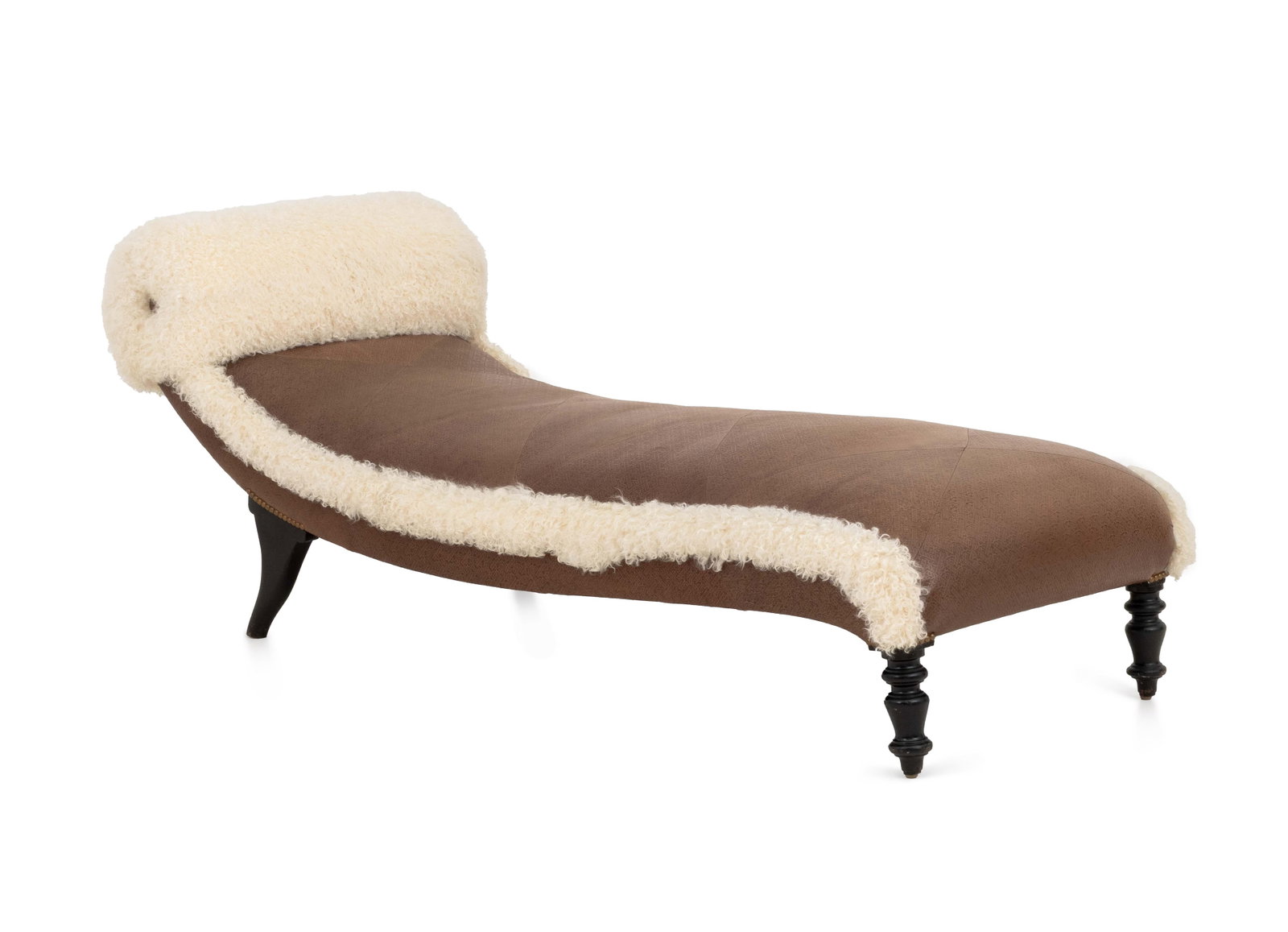 Embossed Leather & Mongolian Lamb Chaise Longue (1 of 11)
