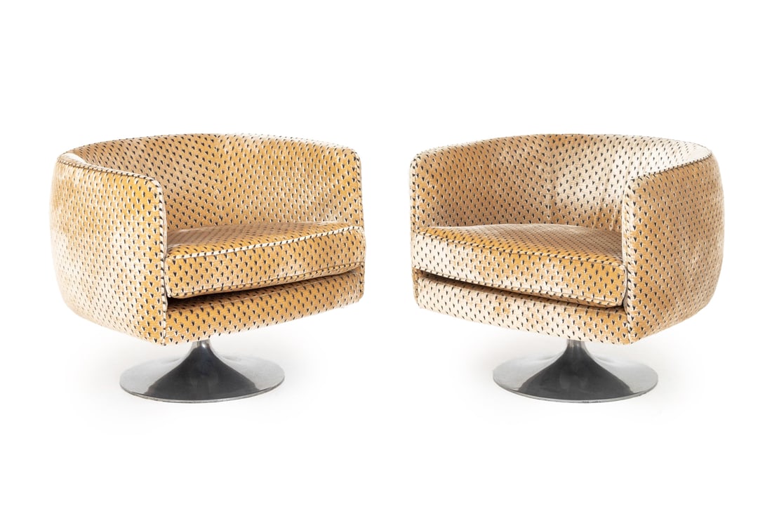 Joseph D'Urso for Knoll Velvet Swivel Chairs, Pair (1 of 6)