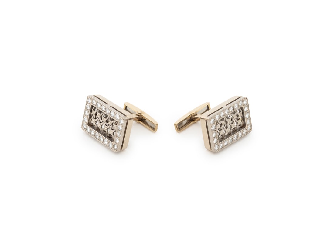 18K White Gold and Diamond Cufflinks (1 of 10)