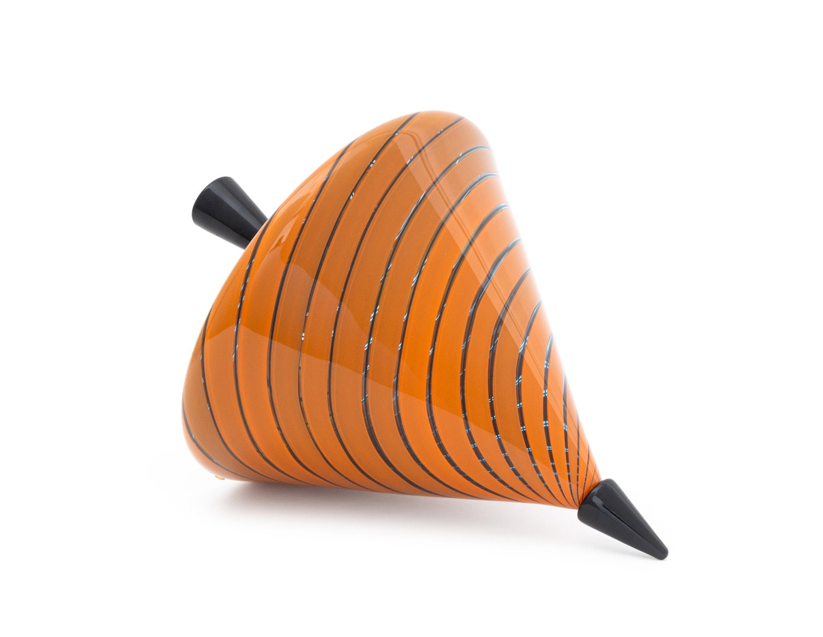 Nancy Callan "Top Pop" Sculpture, 2004: Nancy Callan (American, b. 1964) "Top Pop" Sculpture, 2004, orange, black, and colorless glass. 12" H x 15" W x 13" D. Provenance: From a 45 Sutton Place South Estate. Keywords: Art Glass, Contemporar