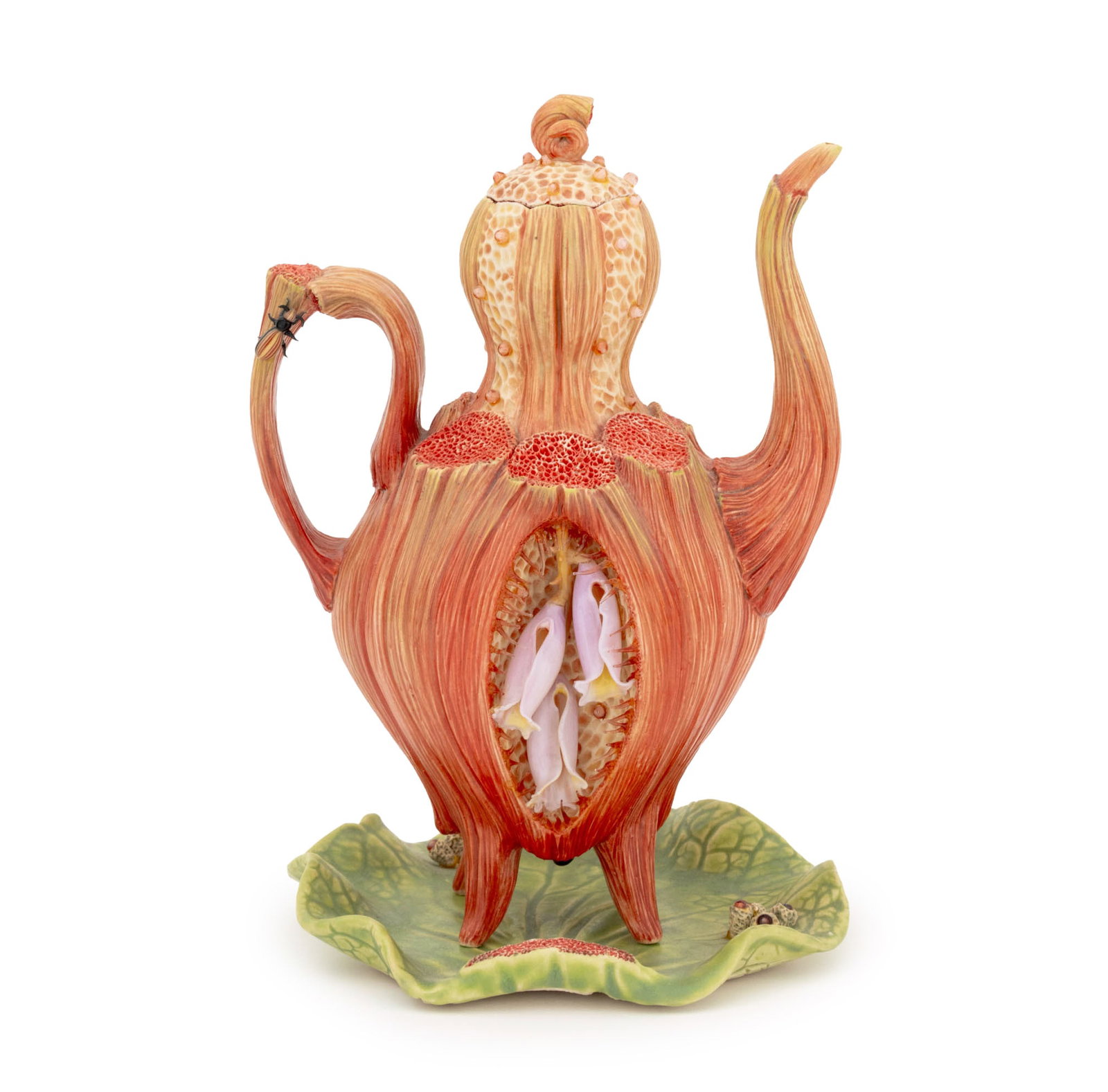 Bonnie Seeman Porcelain & Glass Teapot and Tray: Bonnie Seeman (American, b. 1967) Porcelain and Glass Teapot and Tray, 2007, signed and dated to underside of teapot. Overall: 9.5" H x 6.25" W x 6" D. Provenance: From a Fort Lauderdale, Florida Esta