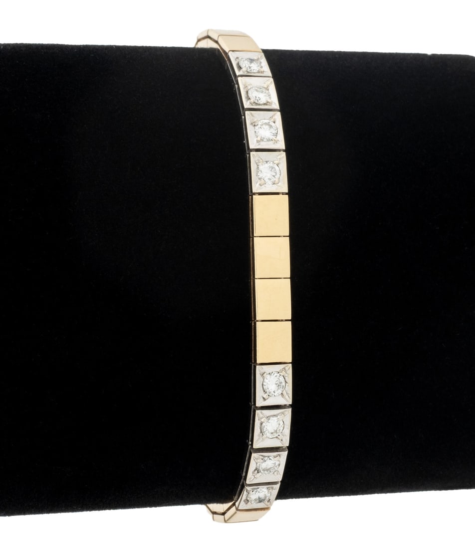 Two-Tone Gold and Diamond Line Bracelet (1 of 7)