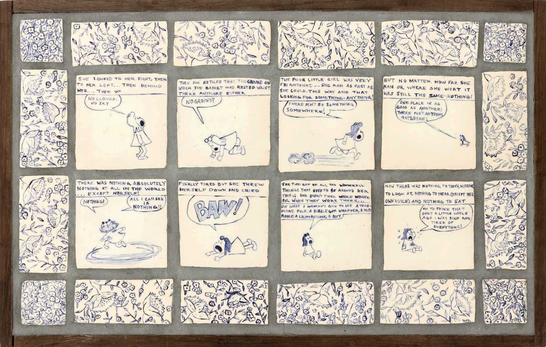 Sachi Moskowitz "No Clouds: No Sky" Sculpture: Sachi Moskowitz (American, b. 1989) "No Clouds: No Sky" Ceramic and Wood Sculpture, 2021, illegibly inscribed lower right tile, signed and dated verso. 19.5" H x 30.5" W x 4" D. Provenance: From a
