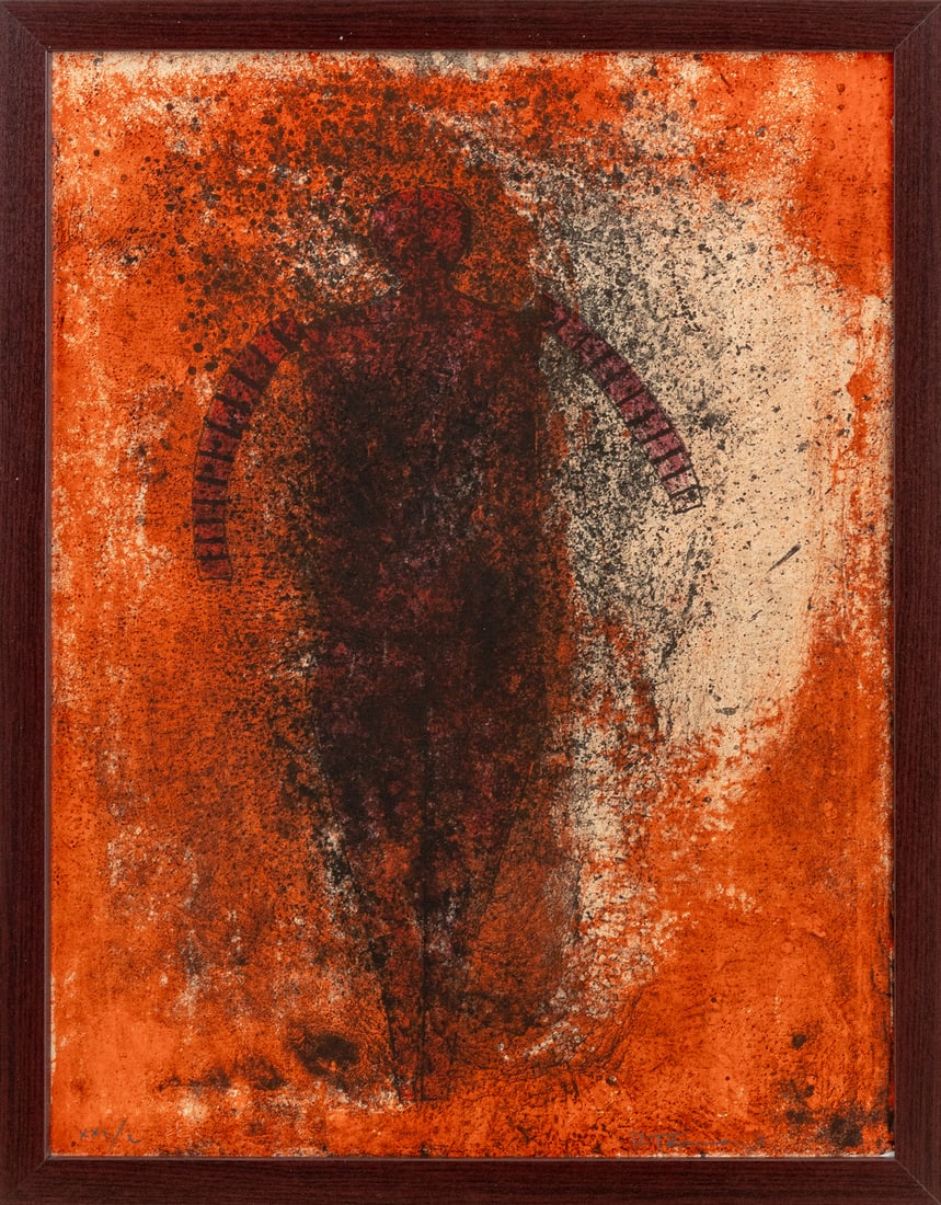 Rufino Tamayo "The Obscure Man", 1975: Rufino Tamayo (Mexican, 1899-1991), "The Obscure Man", Lithograph in Colors, 1975, from "An American Portrait 1776-1976", Part II [Not Songs of Loyalty Alone], signed in pencil lower right, numbered e